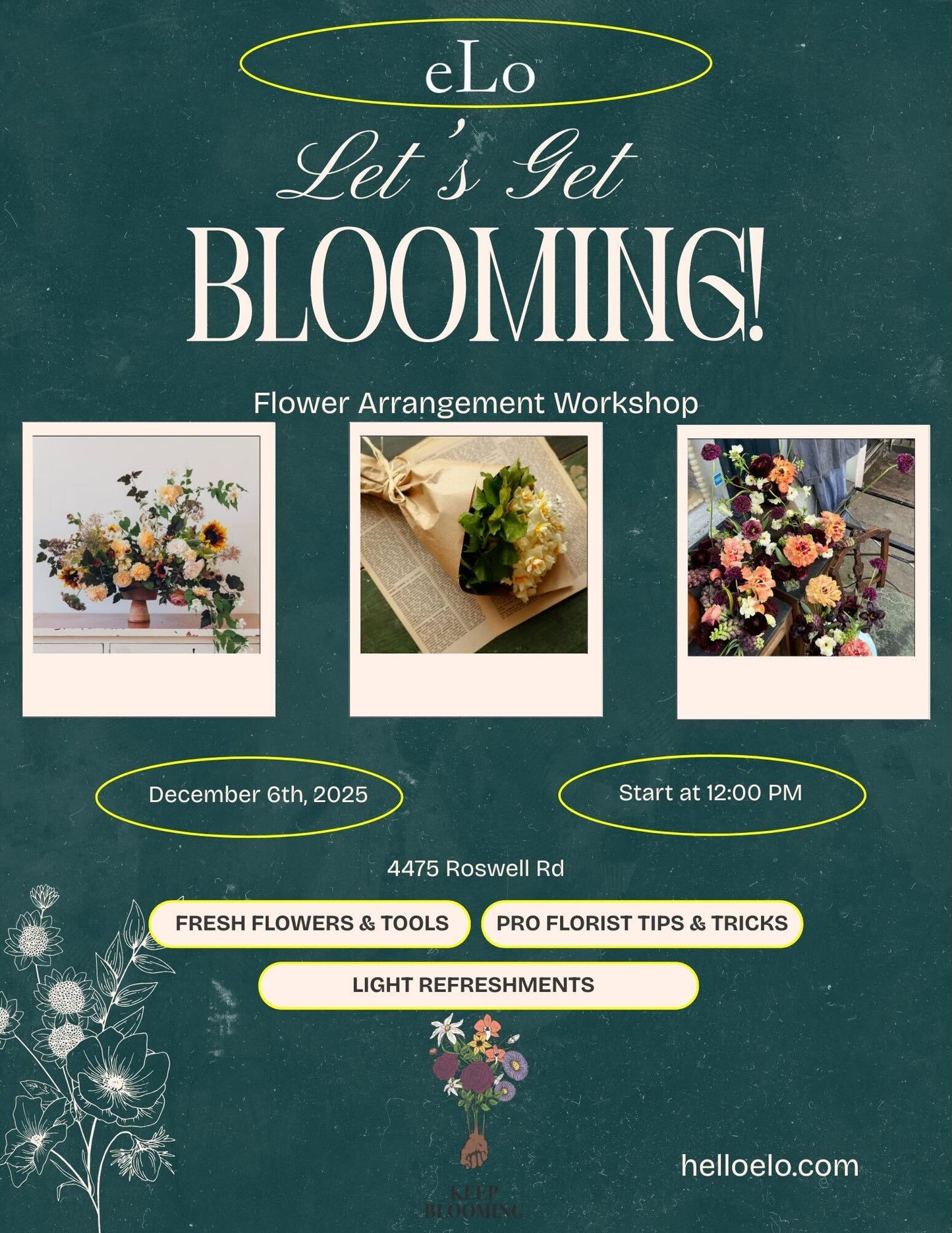 Blooms & Bubbles: A Floral Design Experience with Keep Blooming